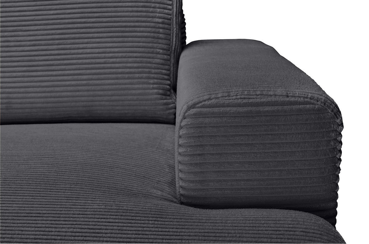 ECKSOFA Anthrazit Cord  - Anthrazit/Schwarz, KONVENTIONELL, Textil/Metall (240/150cm) - Carryhome
