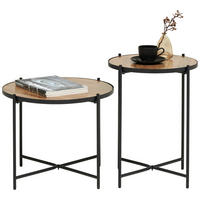 SATZTISCH rund Schwarz, Eichefarben  - Eichefarben/Schwarz, Basics, Holzwerkstoff/Metall (42/43/52cm) - Boxxx