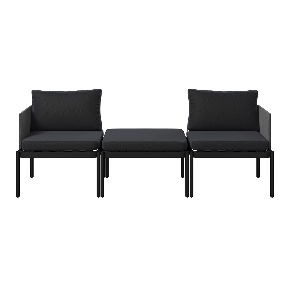 BALKONSET  - Anthrazit/Hellgrau, Basics, Textil/Metall (65-195/65/65cm) - Ambia Garden