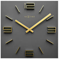 WANDUHR  Grau, Goldfarben  - Goldfarben/Grau, Basics, Holz (34,5/34,5/4cm)