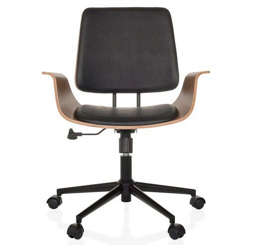 DREHSTUHL Schwarz  - Schwarz/Braun, MODERN, Leder/Holz (68/92/63,5cm) - MID.YOU