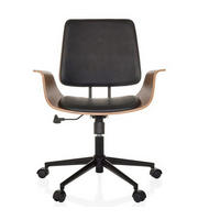 DREHSTUHL Schwarz  - Schwarz/Braun, MODERN, Leder/Holz (68/92/63,5cm) - MID.YOU