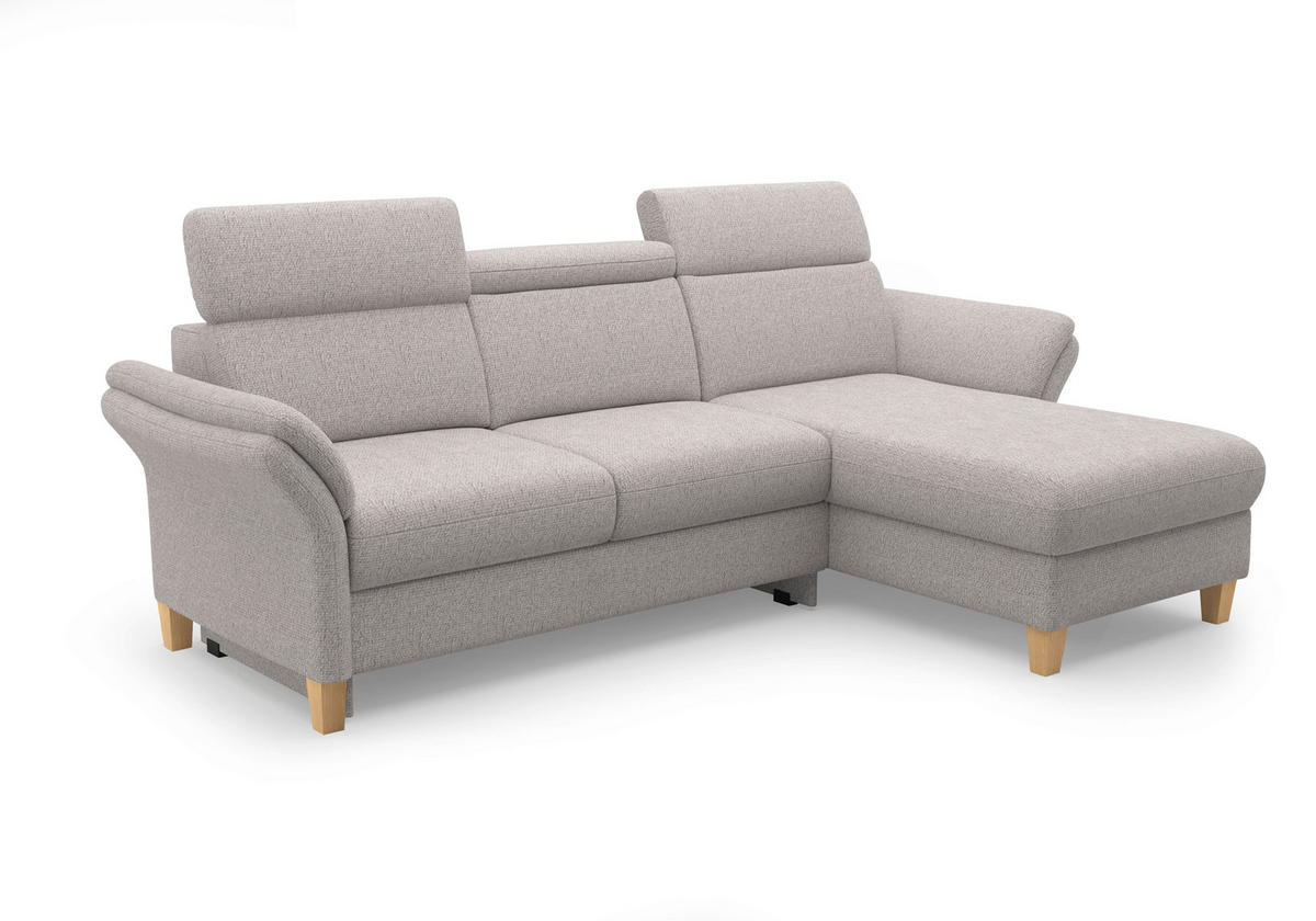 ECKSOFA GLENDALE E Silberfarben Chenille  - Eichefarben/Silberfarben, KONVENTIONELL, Holz/Textil (253/166cm) - Sit & More
