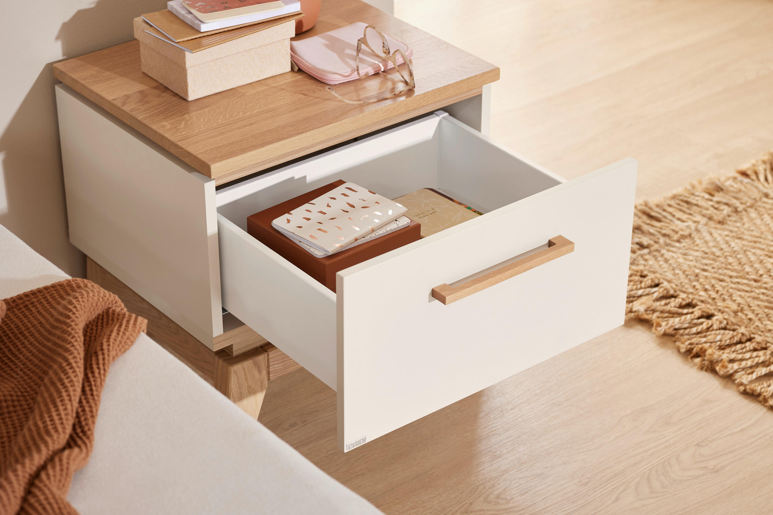 NACHTTISCH - Eichefarben/Beige, Basics, Holzwerkstoff (48,20/46,60/39,60cm) - Paidi
