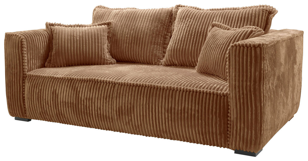 SOFA in Cord Rostfarben  - Rostfarben/Schwarz, Design, Holz/Textil (223/95/121cm) - MID.YOU