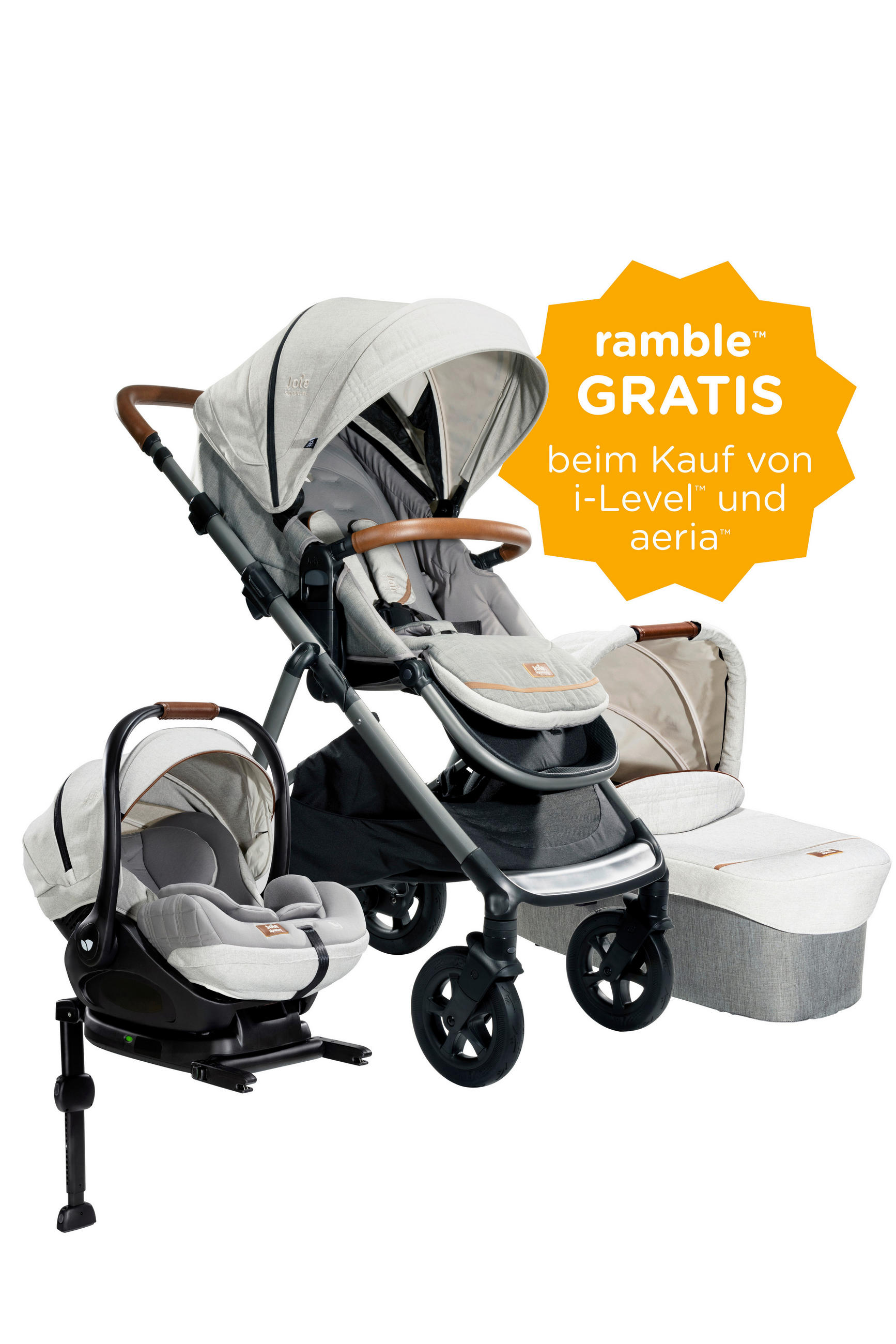 KINDERWAGENSET Aeria Eclipse Schwarz - Schwarz/Braun, Basics, Textil/Metall (88/67/108,5cm) - Joie