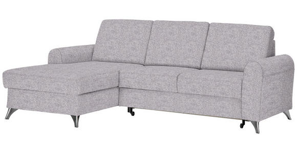 ECKSOFA in Flachgewebe Grau, Flieder  - Silberfarben/Flieder, Design, Textil/Metall (167/244cm) - Cantus