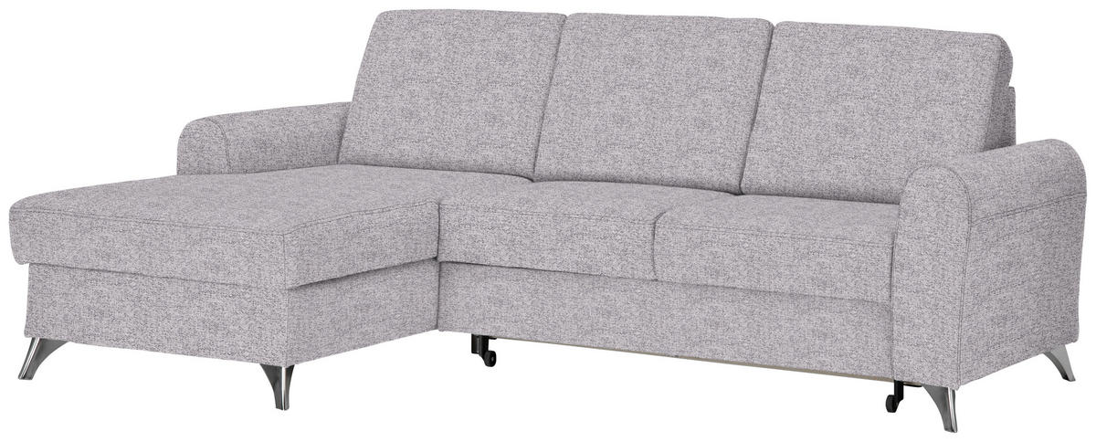 ECKSOFA in Flachgewebe Grau, Flieder  - Silberfarben/Flieder, Design, Textil/Metall (167/244cm) - Cantus