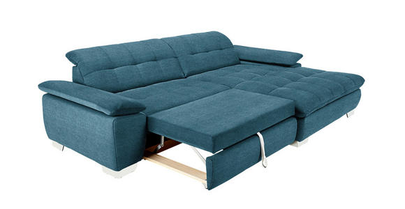 ECKSOFA in Mikrofaser Blau  - Chromfarben/Blau, Design, Textil/Metall (265/180cm) - Carryhome