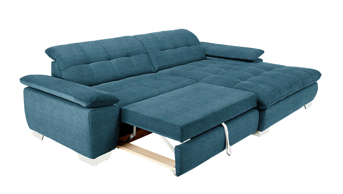 ECKSOFA in Mikrofaser Blau  - Chromfarben/Blau, Design, Textil/Metall (265/180cm) - Carryhome