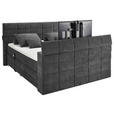 BOXSPRINGBETT 180/200 cm,  in Anthrazit, Matratze, Topper, motorische Verstellbarkeit, Fernbedienung, unterschiedliche Matratzenhärtegrade je Bettseite, Wendematratze mit unterschiedlichen Härtegraden, H2 + H3 = mittel + fest  - Anthrazit, KONVENTIONELL, 