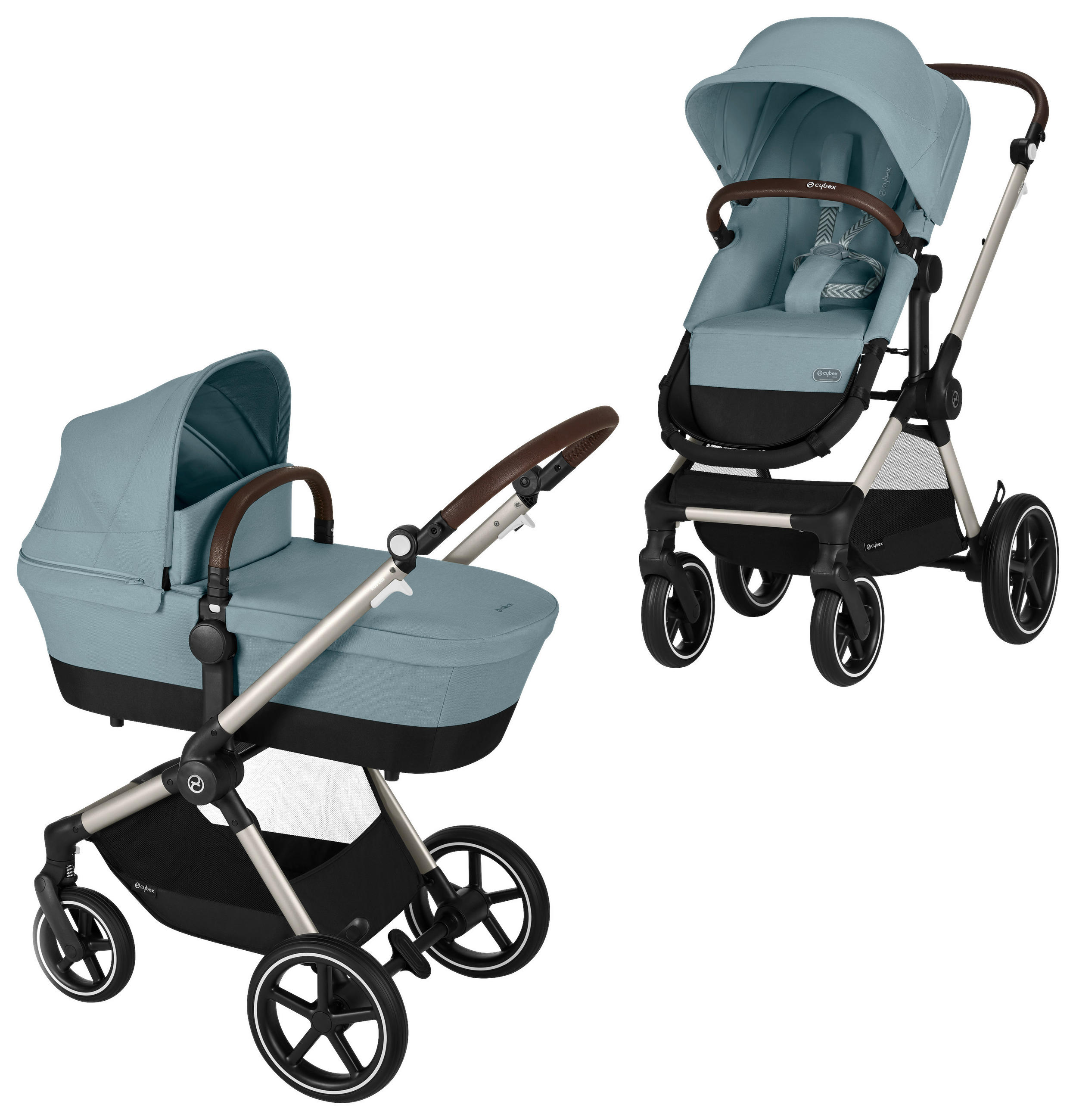 KINDERWAGENSET Eos Lux  - Alufarben/Hellblau, Basics, Textil/Metall (85/61/116cm) - cybex GOLD