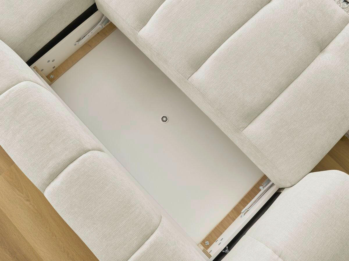 ECKSCHLAFSOFA FUJI Leinenoptik Beige  inkl.  - Beige/Schwarz, MODERN, Kunststoff/Textil (292/160cm)