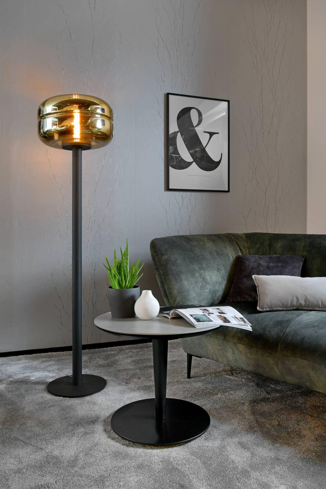 STEHLEUCHTE HAVANNA - Goldfarben/Schwarz, Design, Glas/Metall (40/152cm) - Villeroy & Boch