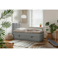 POSTELJA Z VZMETNICO 90 cm   x 200 cm  , les, tekstil, leseni material temno siva  - temno siva/črna, Moderno, umetna masa/tekstil (90/200cm) - MID.YOU