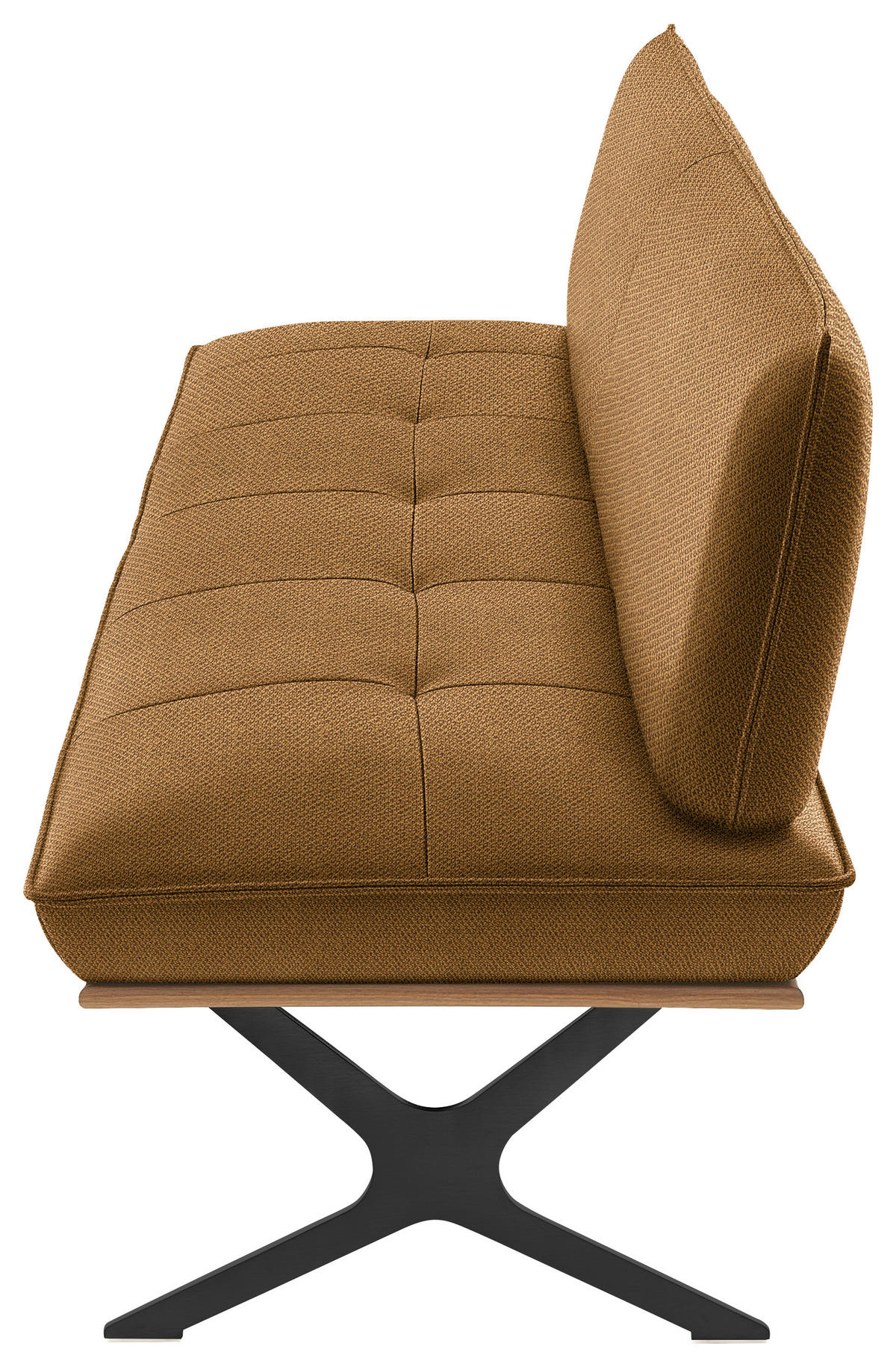 SITZBANK in Holz, Textil Schwarz, Nussbaumfarben, Currygelb  - Currygelb/Nussbaumfarben, Design, Holz/Textil (194/88/66cm) - Koinor