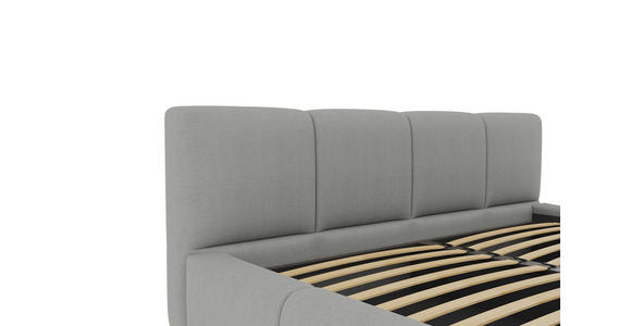 POLSTERBETT 200/200 cm,  in Silberfarben, Lattenrost, Bettkasten,  - Silberfarben/Schwarz, Design, Holz/Textil (200/200cm) - Xora
