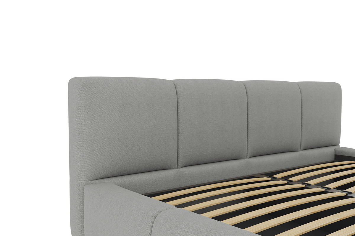 POLSTERBETT 180/200 cm,  in Silberfarben, Lattenrost, Bettkasten,  - Silberfarben/Schwarz, Design, Holz/Textil (180/200cm) - Xora