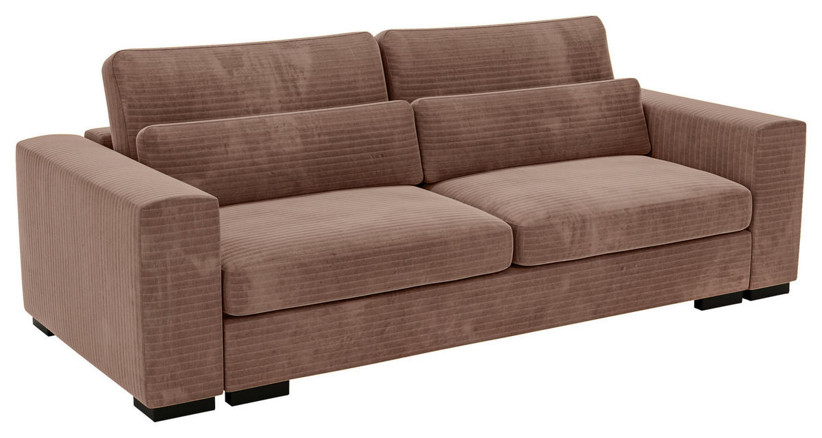 CANAPÉ-LIT in Flachgewebe Altrosa  - Schwarz/Altrosa, Konventionell, Kunststoff/Textil (236/78/114cm) - Carryhome
