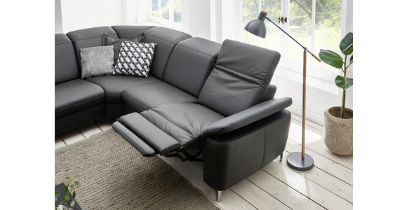 ECKSOFA Anthrazit Echtleder  - Chromfarben/Anthrazit, KONVENTIONELL, Leder/Metall (242/289cm) - Cantus