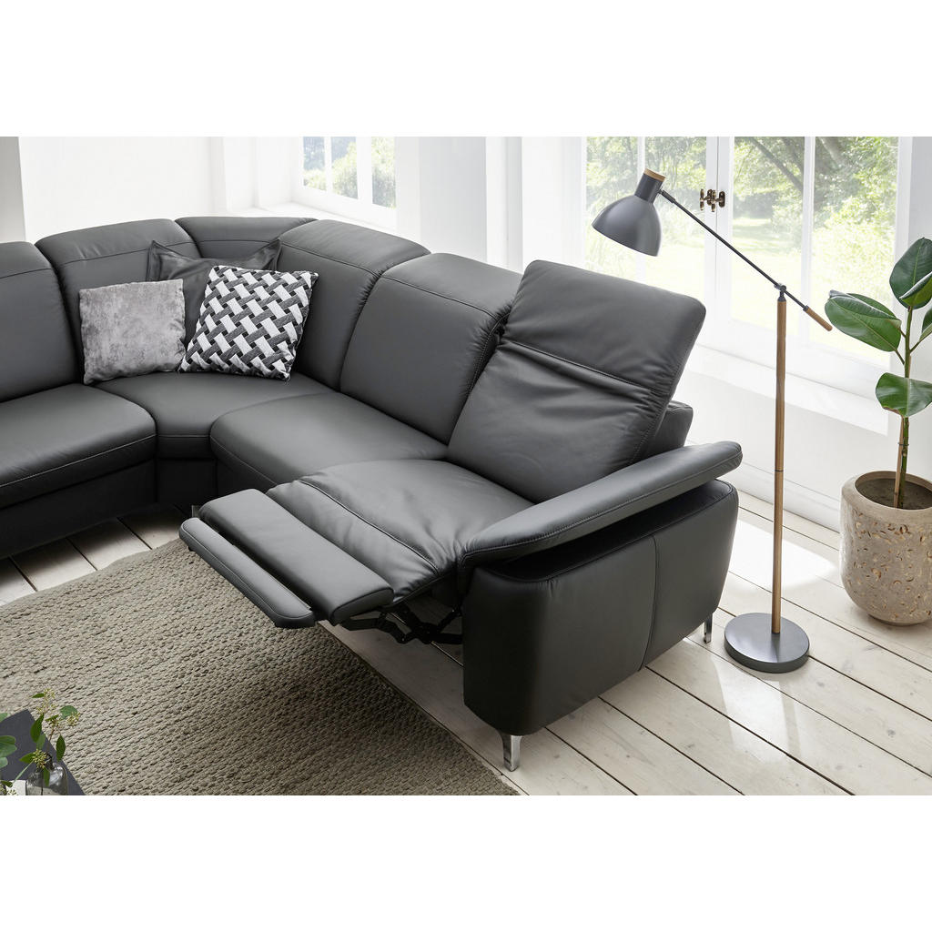 Thumbnail - Cantus Ecksofa, Anthrazit, Leder, Echtleder, Color-Finish-Leder, 4-Sitzer, L-Form, 289x242 cm, Goldenes M, Rückenfutter,...