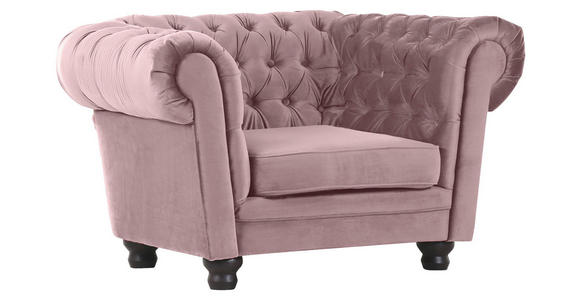 CHESTERFIELD-SESSEL in Flachgewebe Rosa  - Schwarz/Rosa, LIFESTYLE, Holz/Textil (130/79/93cm) - Ambia Home