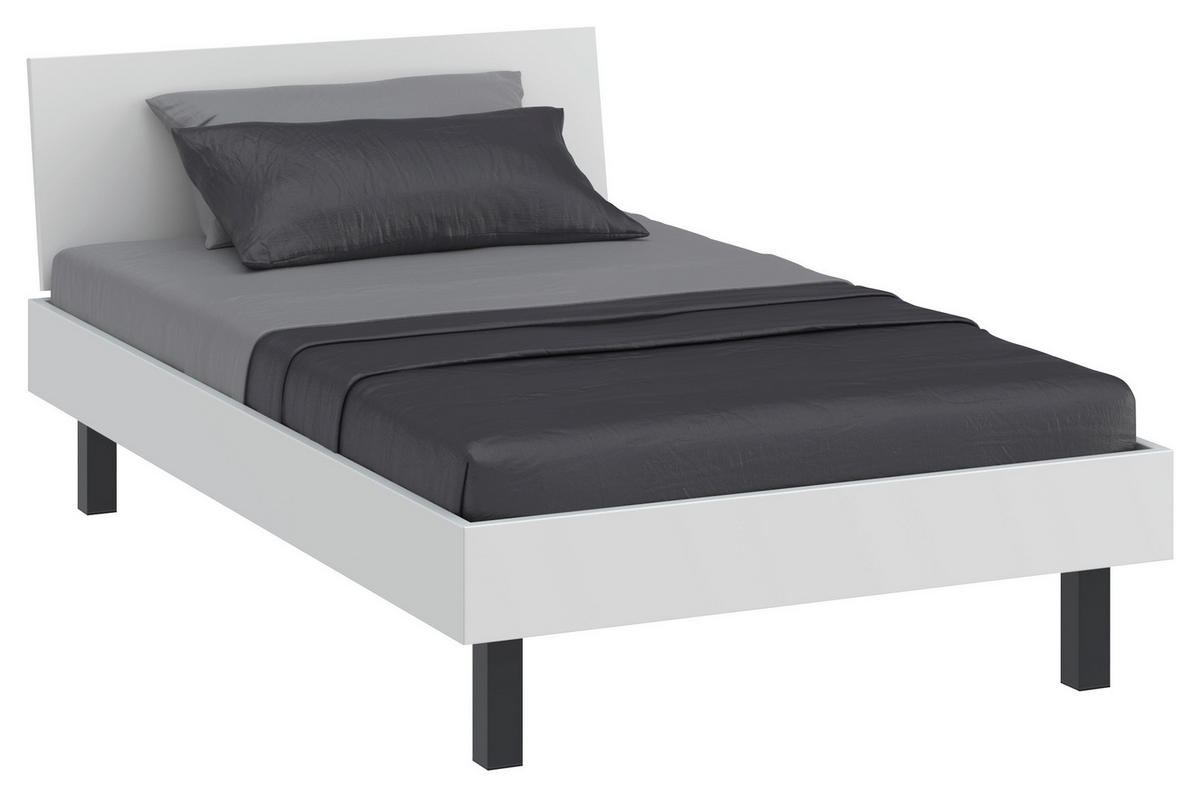 BETT 120/200 cm,  in Weiß,  - Schwarz/Weiß, Design, Metall (120/200cm) - Xora