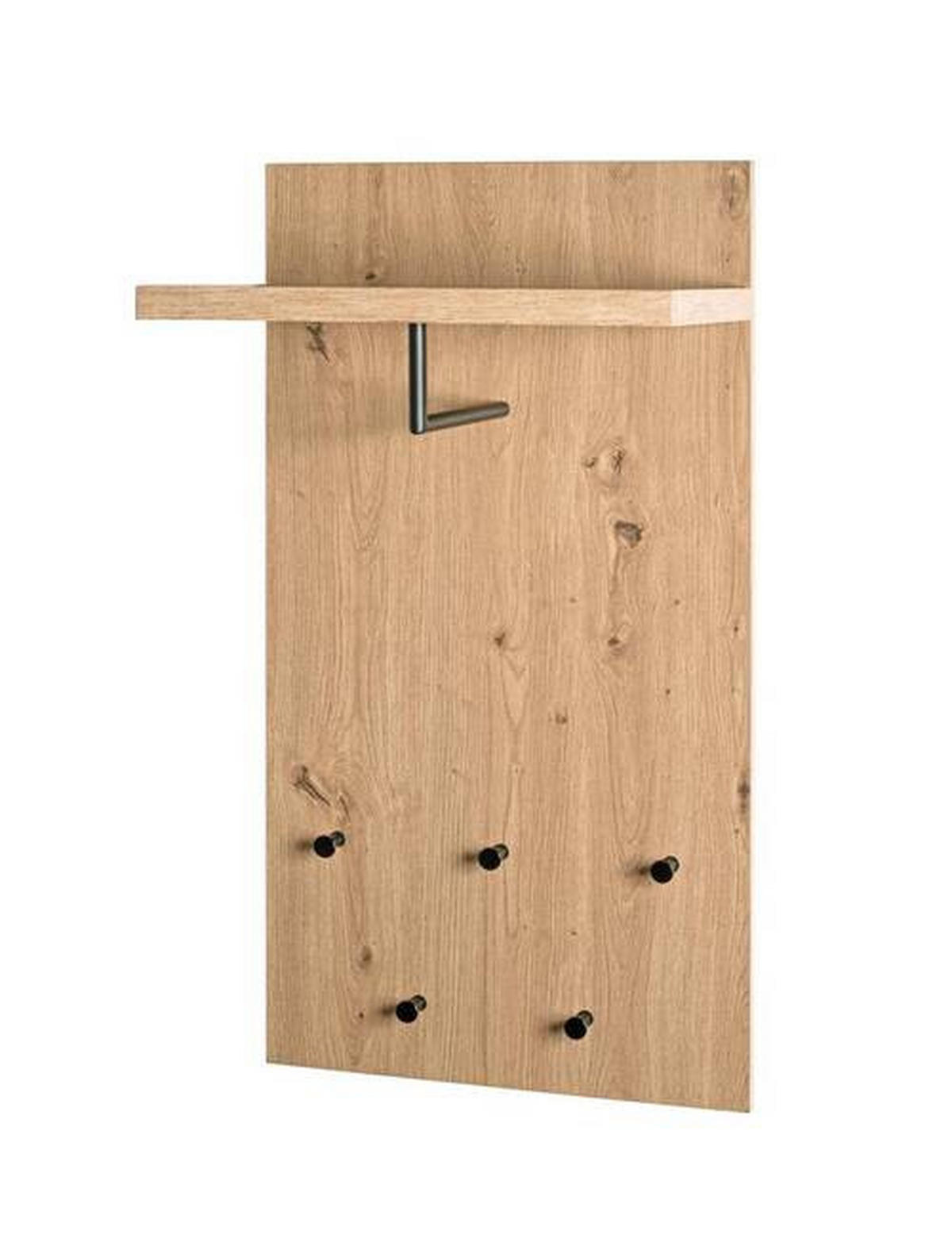 STENSKI OBEŠALNIK - črna/barve hrasta, Konvencionalno, kovina/leseni material (48/90/31cm) - MID.YOU