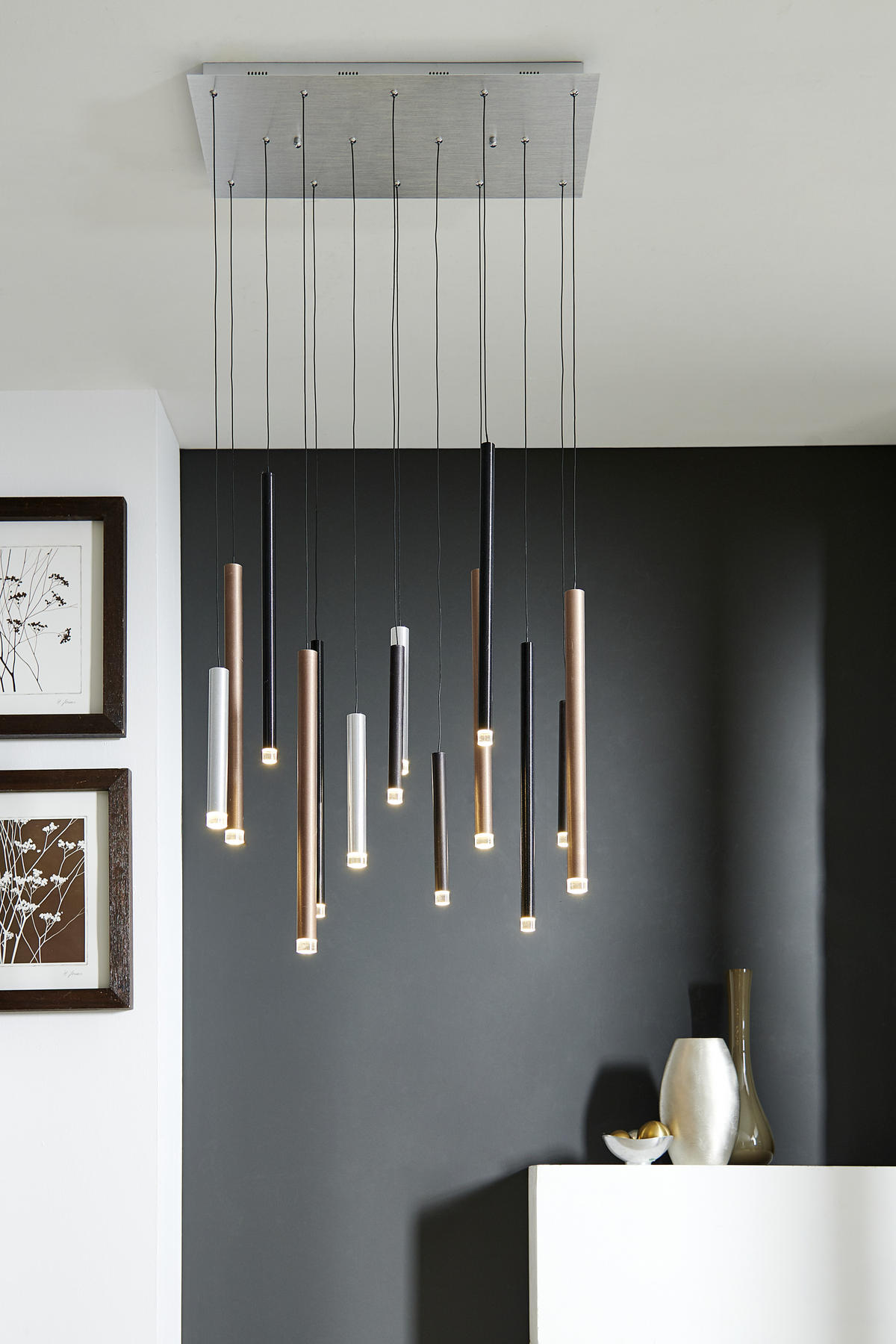 LED-HÄNGELEUCHTE 70/30/180 cm    - Hellbraun/Silberfarben, Design, Kunststoff/Metall (70/30/180cm)