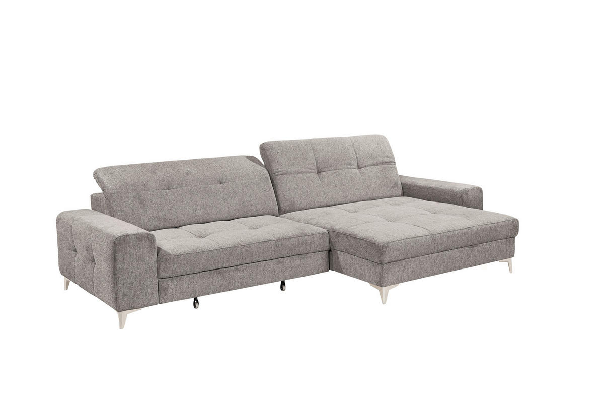 ECKSOFA SORELLA in Mikrovelours Taupe Kopfteilverstellung, Sitztiefenverstellung  328/182 cm  - Taupe/Kaschmir, Design, Kunststoff/Textil (328/182cm) - MID.YOU