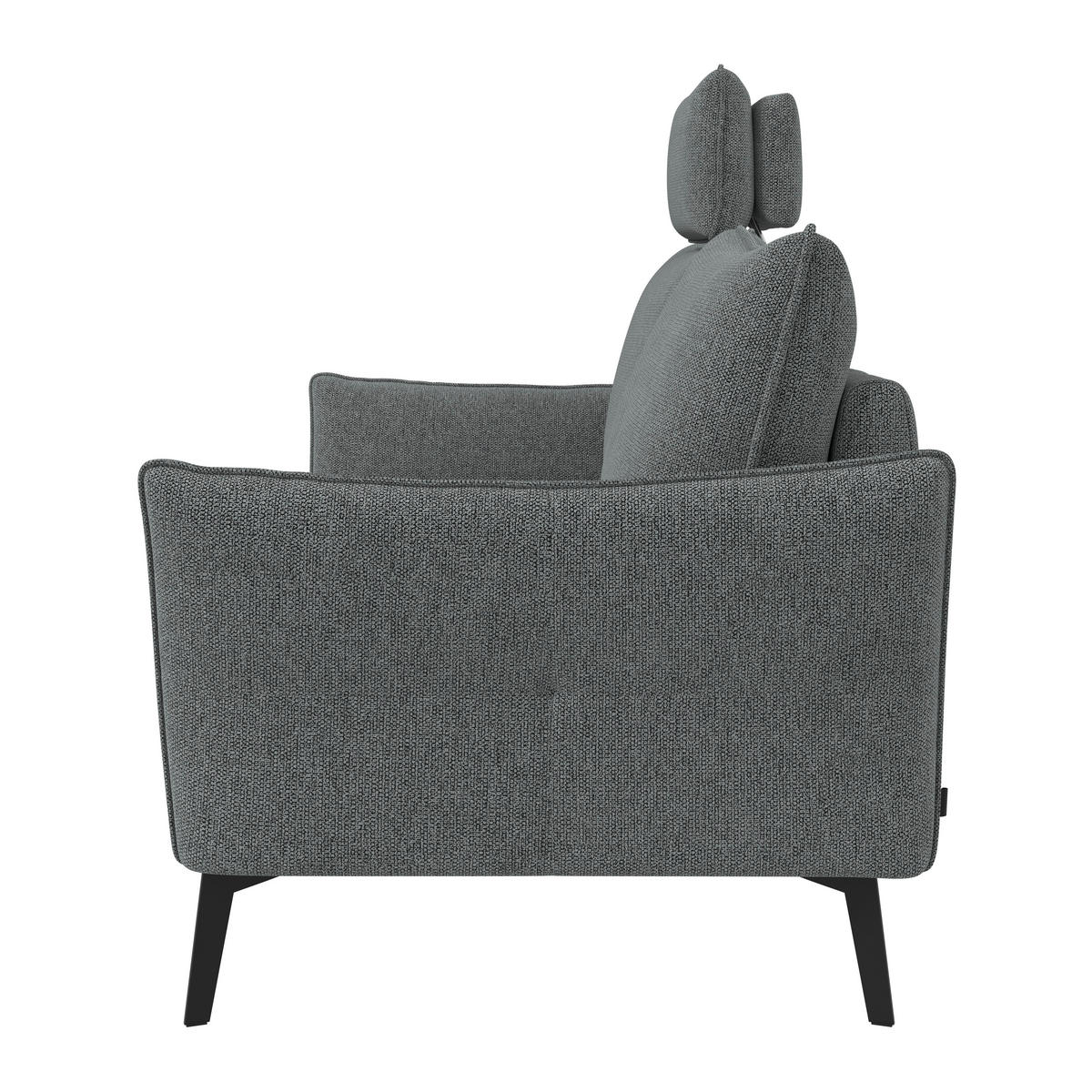 3-SITZER-SOFA Chenille Dunkelgrau  - Dunkelgrau/Schwarz, Konventionell, Textil/Metall (184/90/92cm) - Elegando