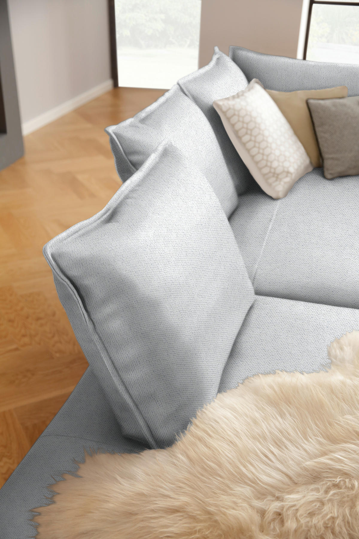 ECKSOFA in Webstoff Hellgrau  272/340 cm  - Hellgrau/Schwarz, MODERN, Textil/Metall (272/340cm) - W.Schillig