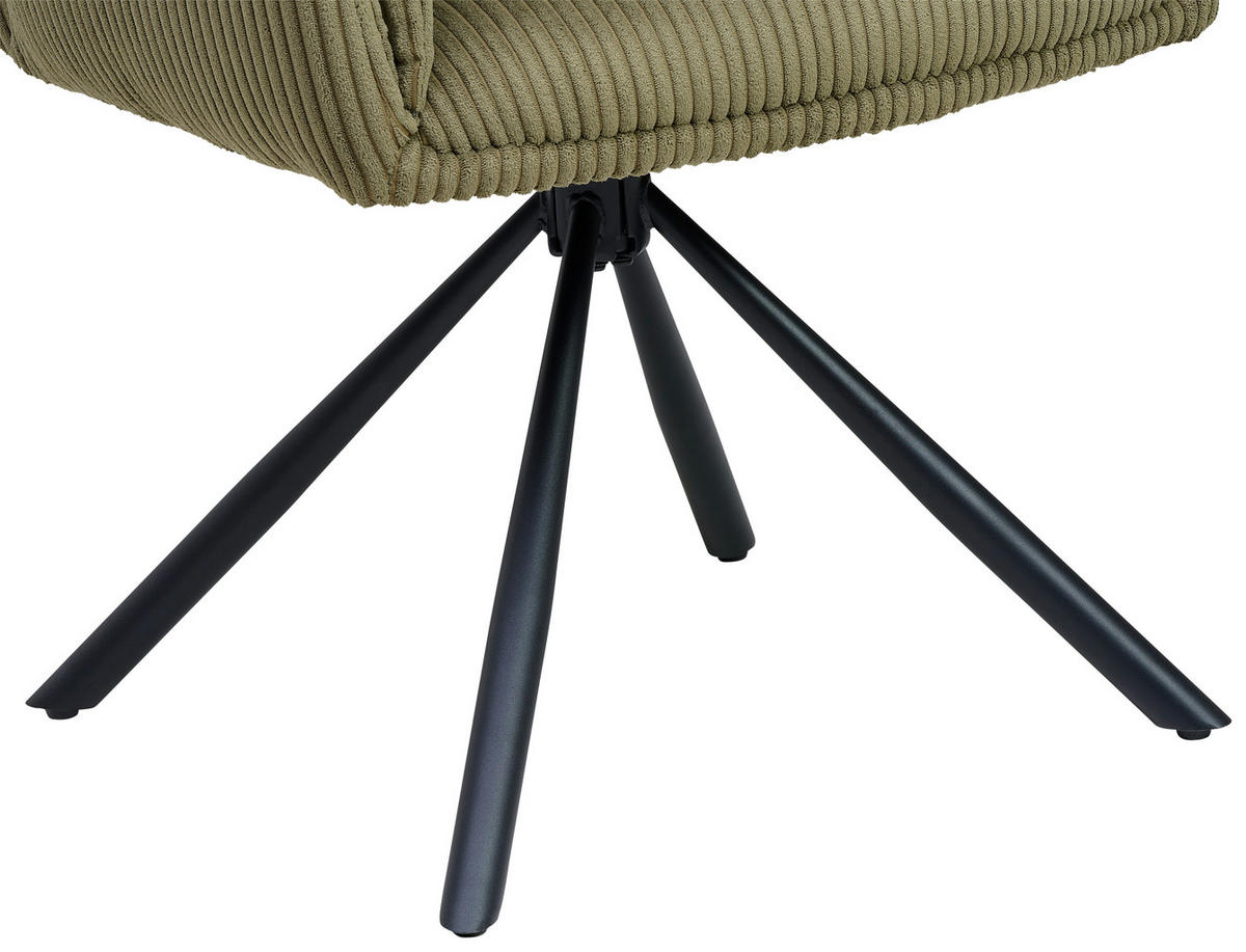 ARMLEHNSTUHL  in Eisen Cord  - Schwarz/Olivgrün, MODERN, Textil/Metall (65/90/62cm) - MID.YOU