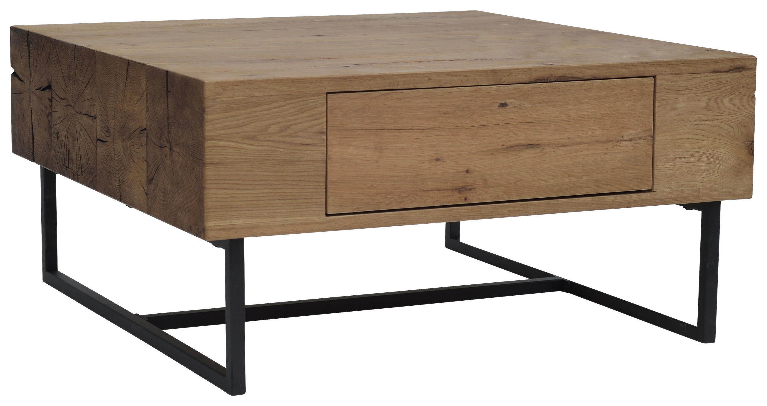 COUCHTISCH Eiche furniert, massiv 80/79,4/40 cm quadratisch Schwarz, Eichefarben  - Eichefarben/Schwarz, Design, Holz/Holzwerkstoff (80/79,4/40cm) - Novel