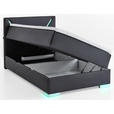 BOXSPRINGBETT 120/200 cm,  in Schwarz  - Silberfarben/Schwarz, Trend, Kunststoff/Textil (120/200cm) - Xora