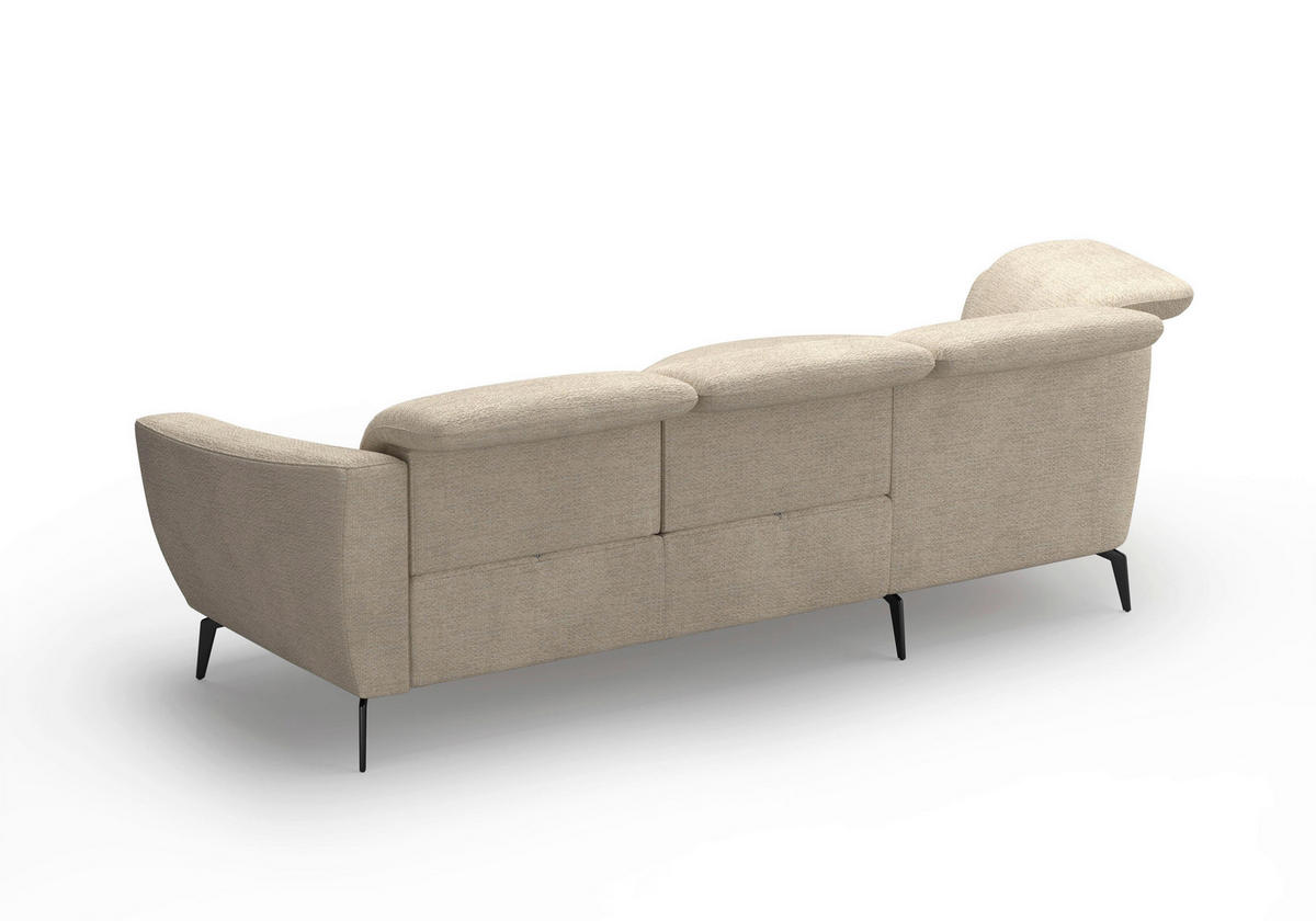 ECKSOFA in Chenille Sandfarben  - Sandfarben/Schwarz, Konventionell, Textil/Metall (199/309cm) - Sit & More
