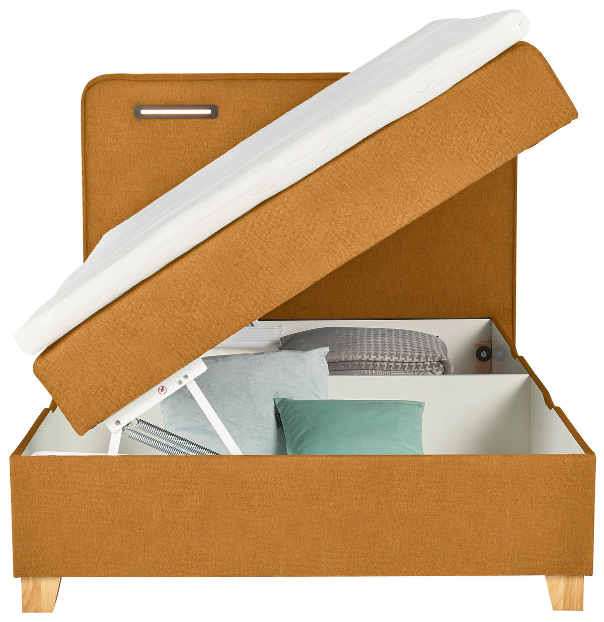 BOXBETT 100/200 cm  in Currygelb  - Türkis/Currygelb, Konventionell, Holz/Holzwerkstoff (100/200cm) - Moderano