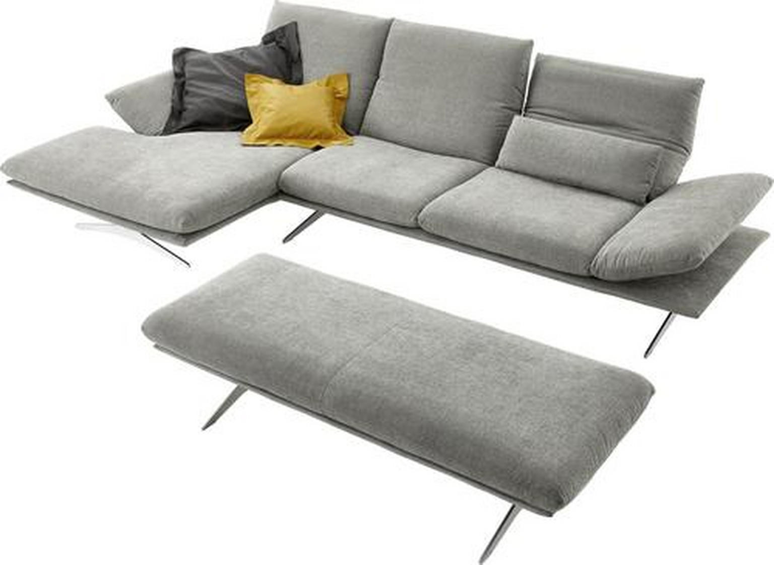 ECKSOFA Grau Flachgewebe - weiches Design
