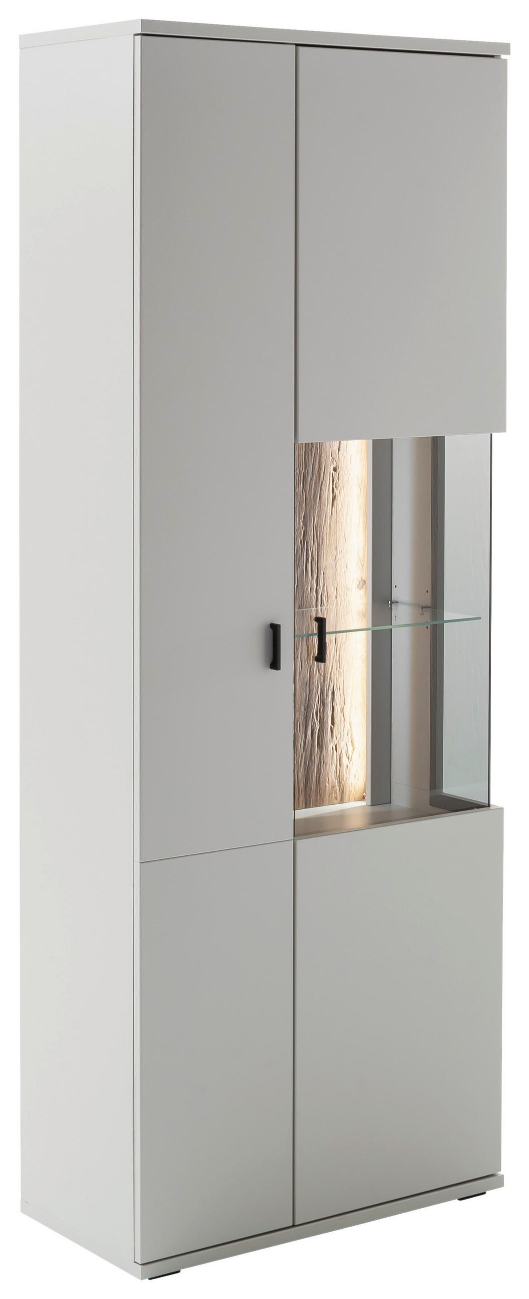 VITRINE Weiss, Eichefarben  75/199/37 cm  - Weiss/Eichefarben, Design, Glas/Holzwerkstoff (75/199/37cm) - Stylife