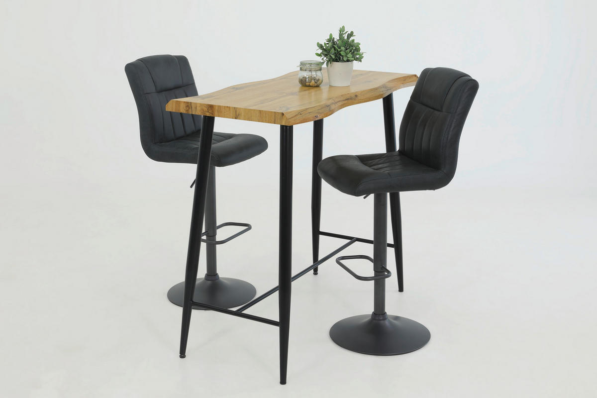 BARHOCKER Mikrofaser Anthrazit, Grau Stahl Sitzfläche 360° drehbar, abwischbar  - Anthrazit/Grau, MODERN, Textil/Metall (43/102-123/56,5cm) - MID.YOU
