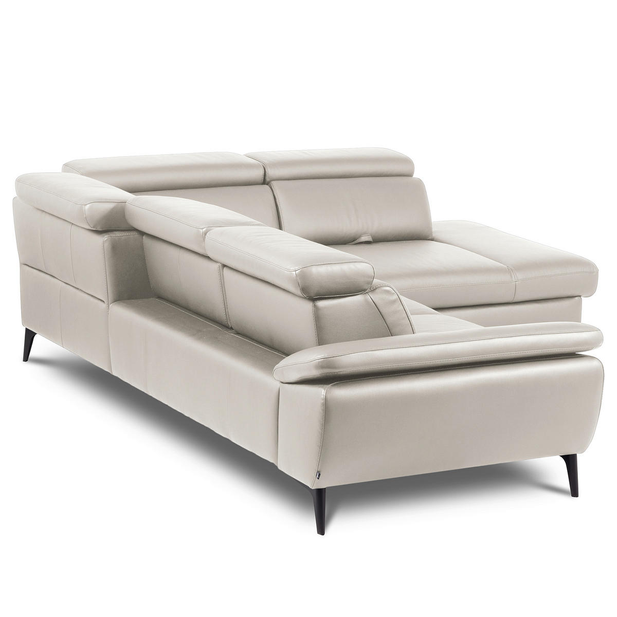 ECKSOFA  in Lederlook Echtleder Platinfarben  274/220 cm  - Platinfarben/Schwarz, Design, Leder/Textil (274/220cm) - Livetastic