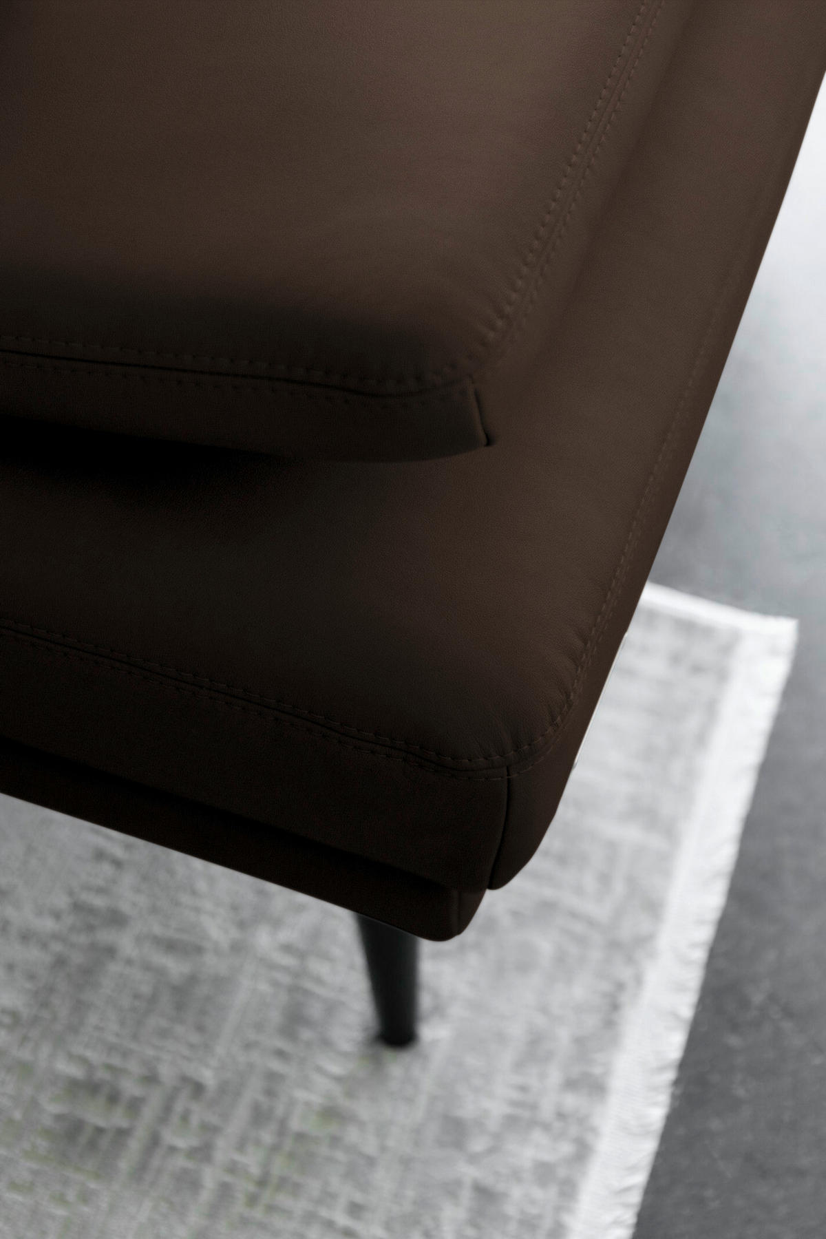 ECKSOFA Echtleder Dunkelbraun  - Dunkelbraun/Schwarz, Konventionell, Leder/Metall (301/180cm) - Joop!