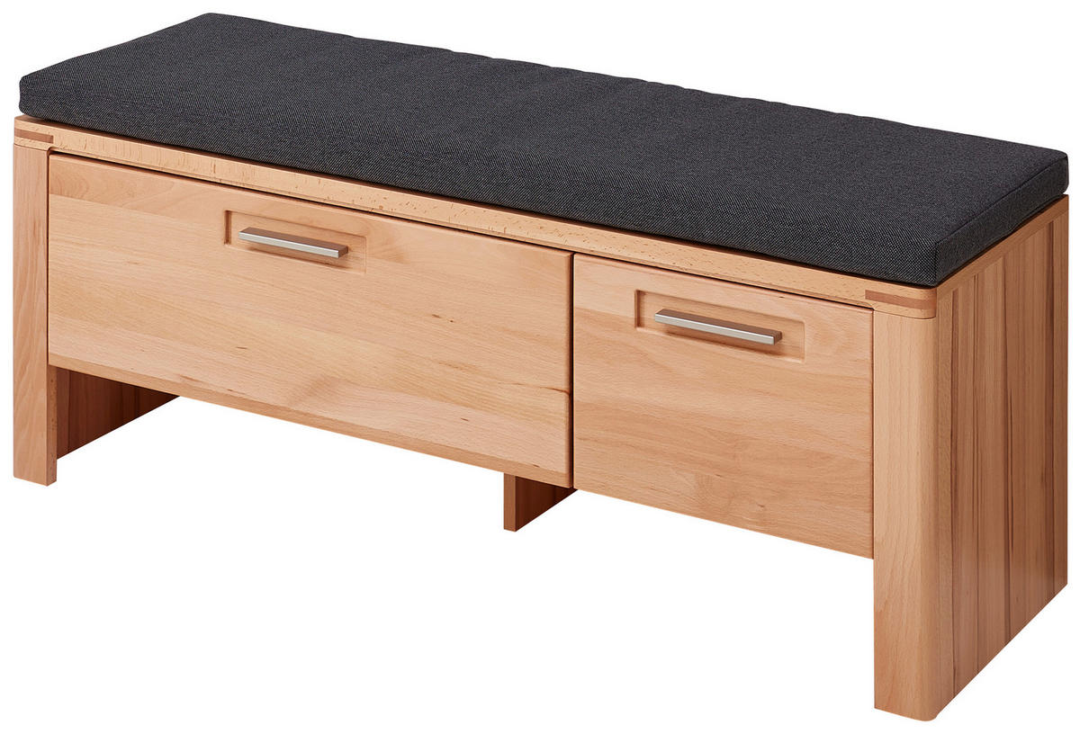 GARDEROBENBANK  in 120/48/40 cm  - Edelstahlfarben/Anthrazit, Natur, Holz/Holzwerkstoff (120/48/40cm) - Linea Natura