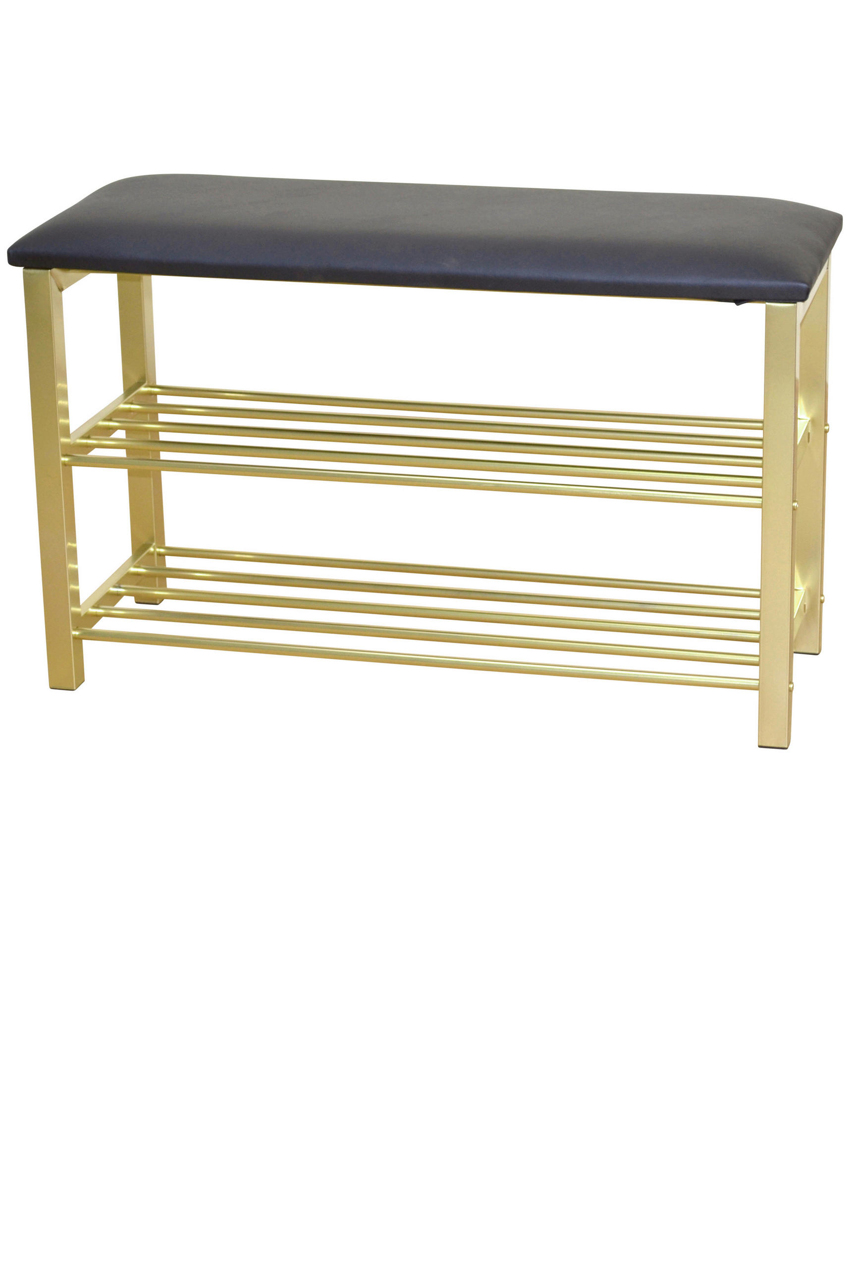 SCHUHBANK  in 80/50/30 cm  - Messingfarben/Schwarz, Design, Textil/Metall (80/50/30cm) - MID.YOU