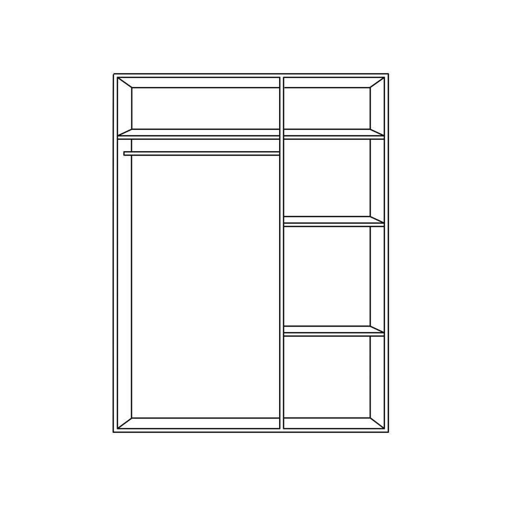 Thumbnail - Carryhome Kleiderschrank, Graphit, Plankeneiche, Kunststoff, 4 Fächer, 2 Schubladen, 135x199x58 cm, Made in Germany, Bei...