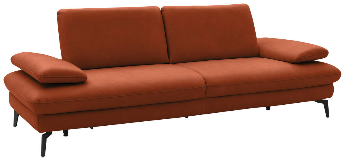 3-SITZER-SOFA in Echtleder Cognac  - Cognac/Schwarz, Design, Leder/Metall (238/86/94cm) - Dieter Knoll