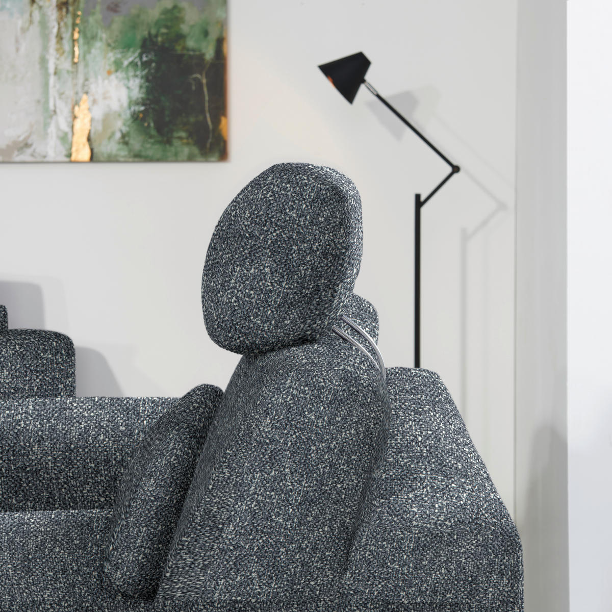 3-SITZER-SOFA Struktur Dunkelgrau  - Dunkelgrau/Schwarz, Design, Holz/Textil (196/85-104/95cm) - Novel