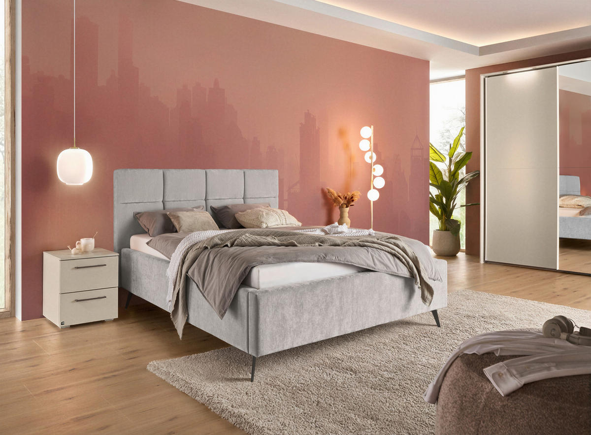 POLSTERBETT 140/200 cm,  in Grau,  - Schwarz/Grau, KONVENTIONELL, Textil/Metall (140/200cm) - SetOne by Musterring