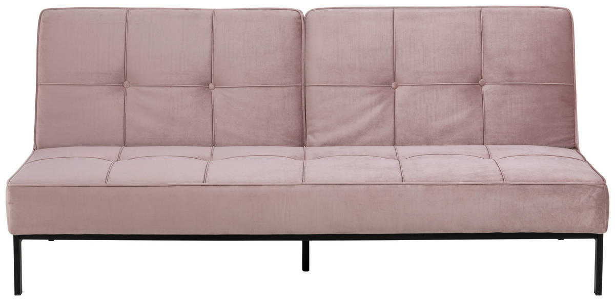 SCHLAFSOFA Samt Rosa ,[ ]}Stoffauswahl  - Schwarz/Rosa, Trend, Textil/Metall (198/87/95cm) - MID.YOU