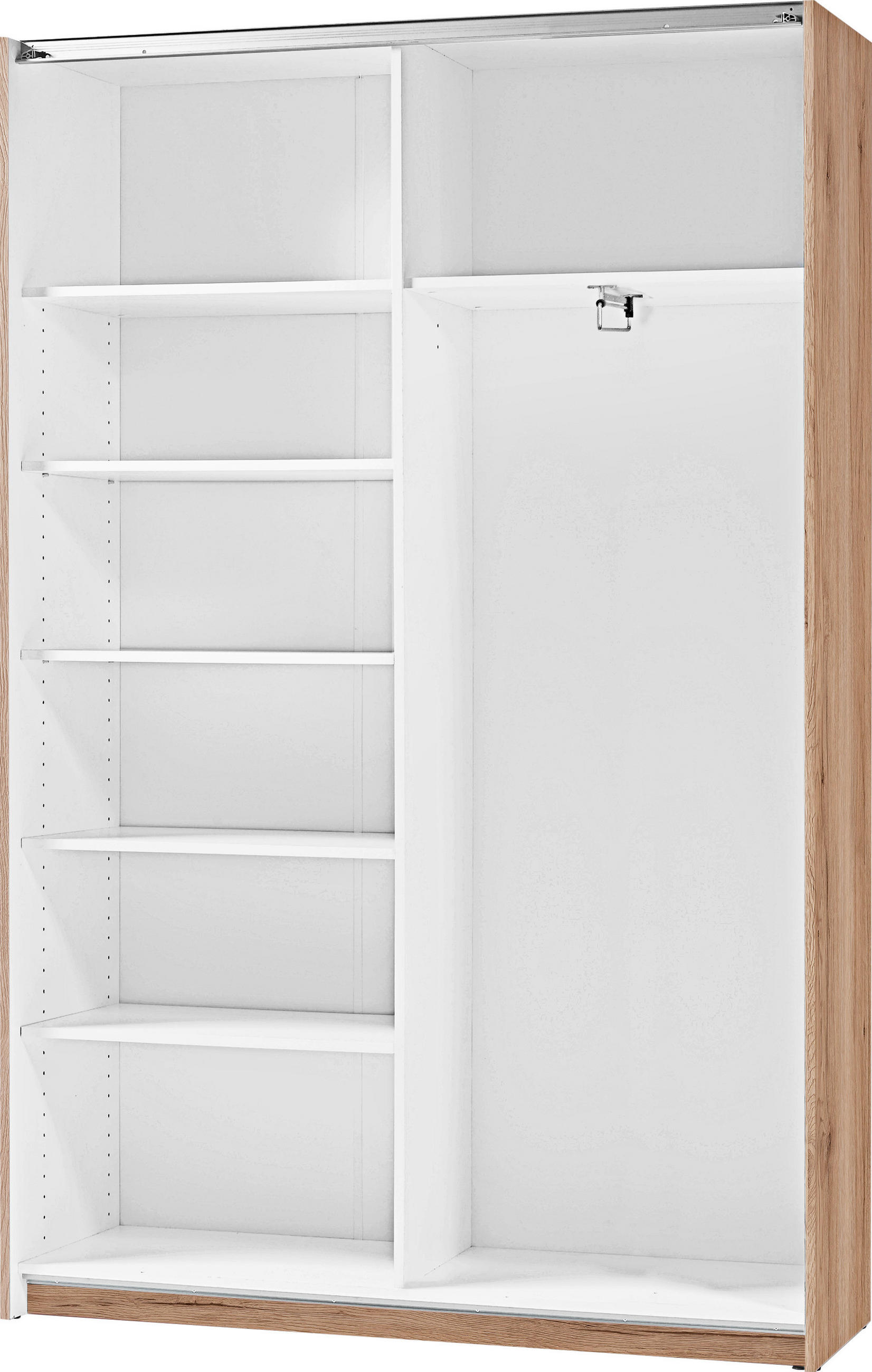 MEHRZWECKSCHRANK 125/196/38 cm  in Weiß, Eichefarben  - Eichefarben/Alufarben, Basics, Holzwerkstoff/Kunststoff (125/196/38cm) - Carryhome